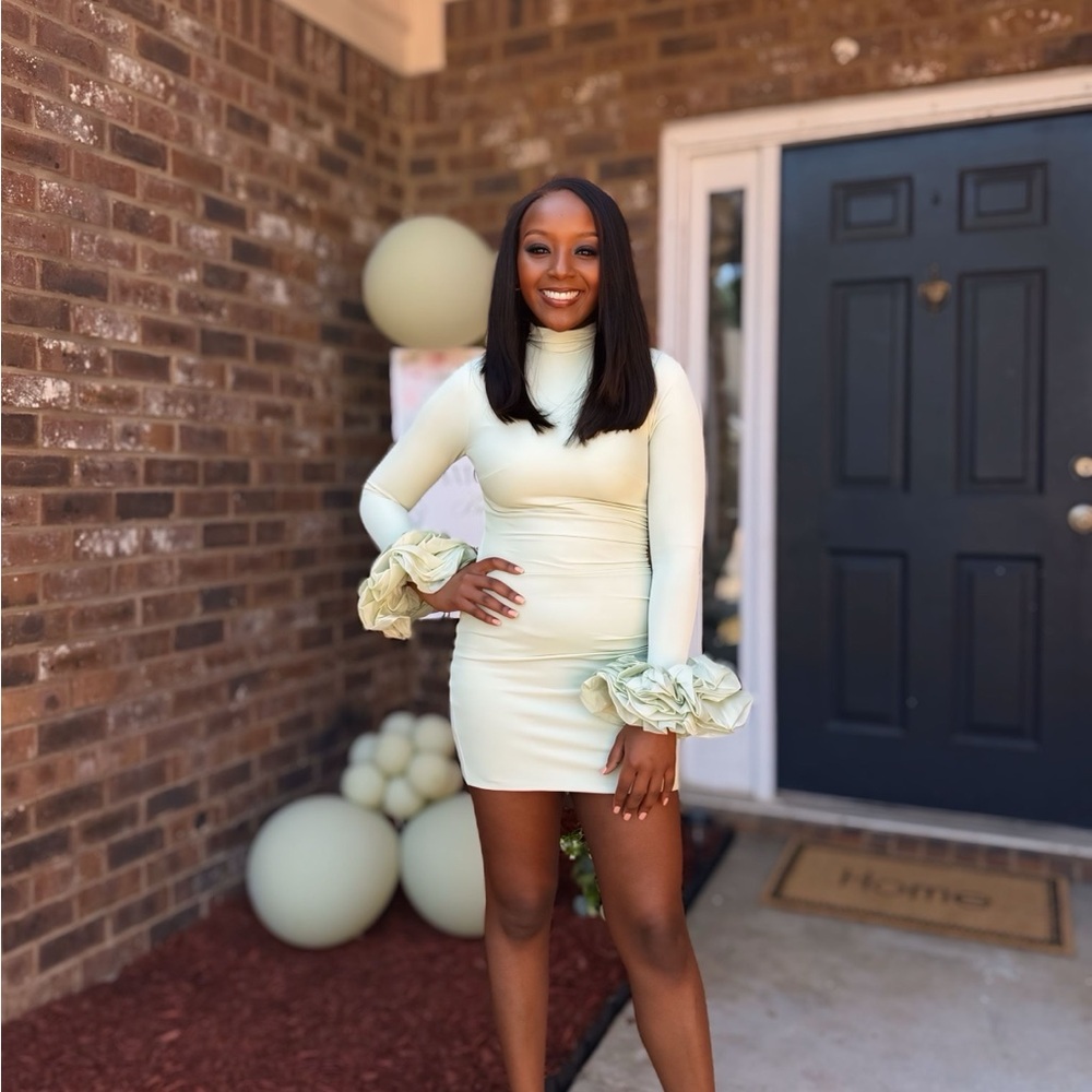 Camillla - Pistachio Ruffle Cuff Mini Dress